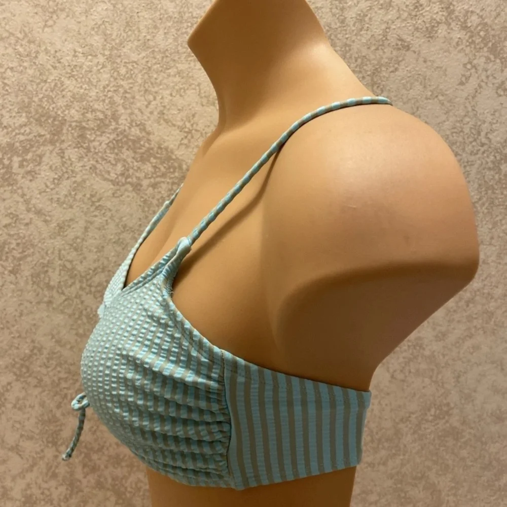 Xhilaration Seafoam Blue Green Striped Bikini Top